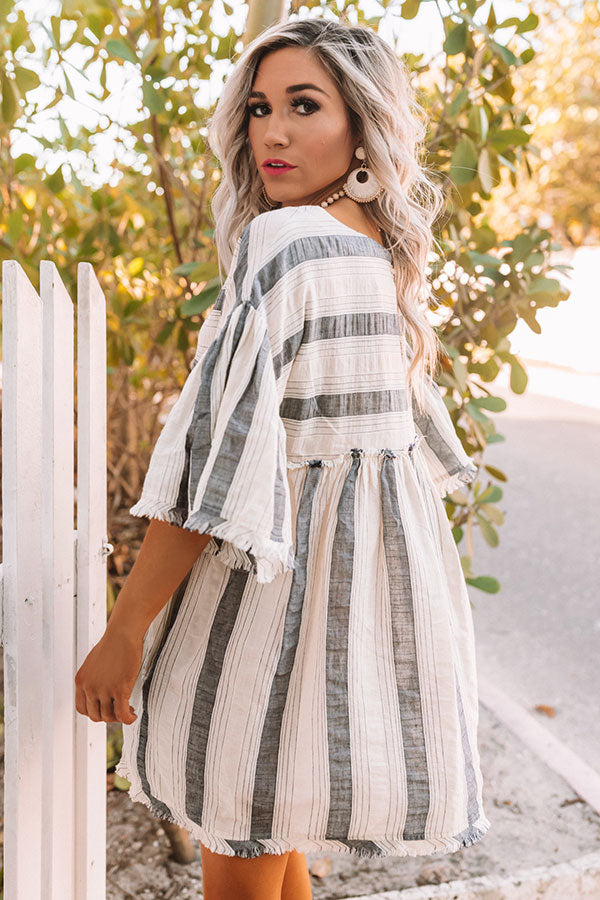 Set For Shore Stripe Babydoll Dress in Navy Image - 4