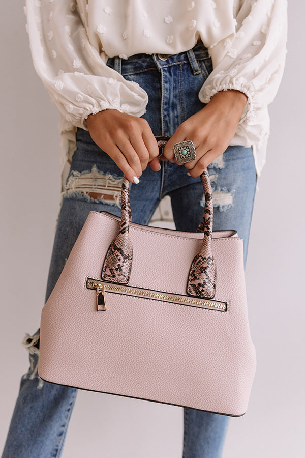 Your Biggest Fan Faux Leather Tote in Blush Image - 2