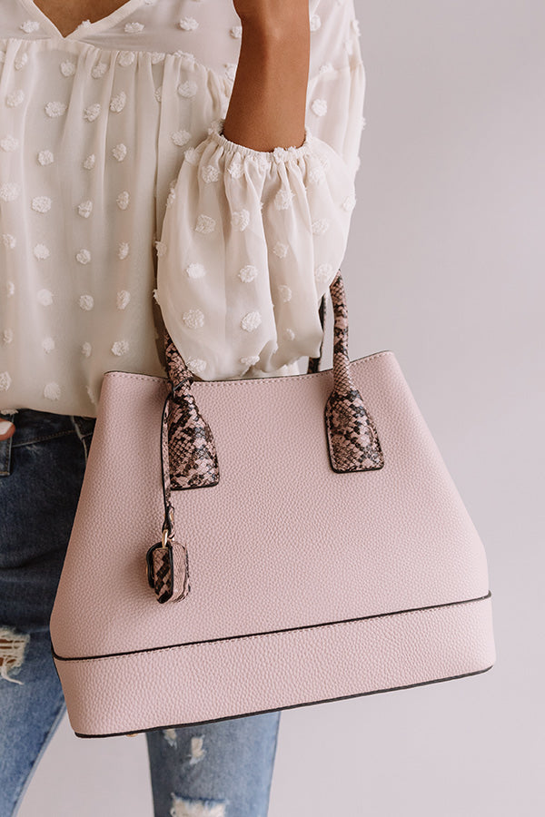 Your Biggest Fan Faux Leather Tote in Blush Image - 1