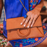 Greenwich Village Faux Leather Clutch in Camel Image - 1