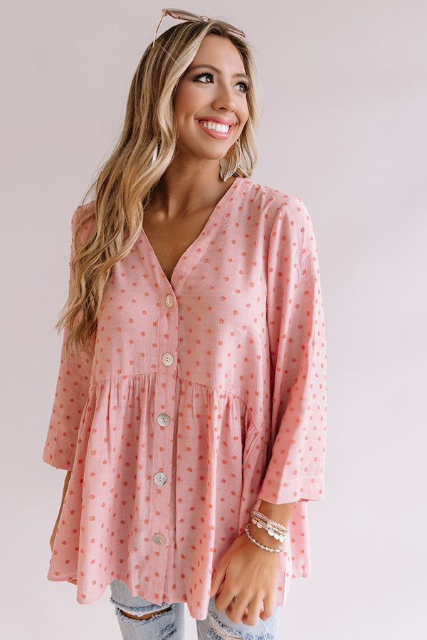 New Girl In Town Button Down Babydoll Top In Pink Image - 1