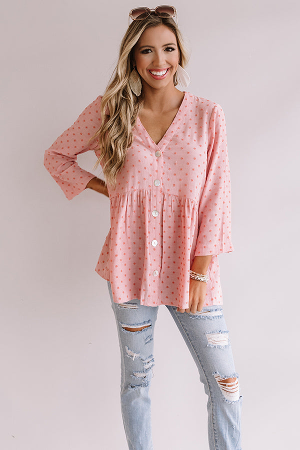 New Girl In Town Button Down Babydoll Top In Pink Image - 3