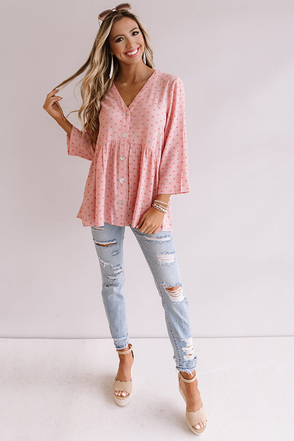 New Girl In Town Button Down Babydoll Top In Pink Image - 4