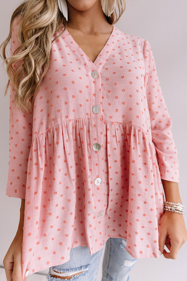 New Girl In Town Button Down Babydoll Top In Pink Image - 2