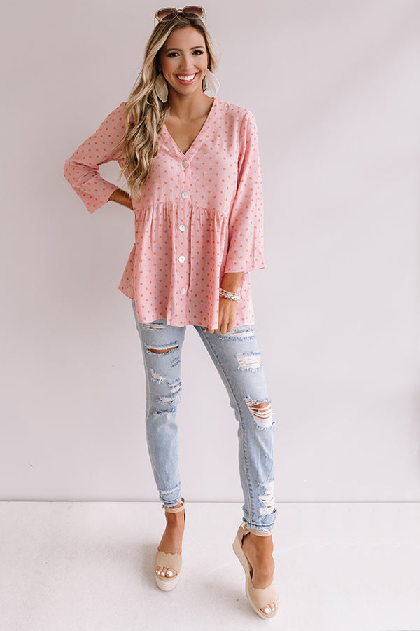 New Girl In Town Button Down Babydoll Top In Pink Image - 5