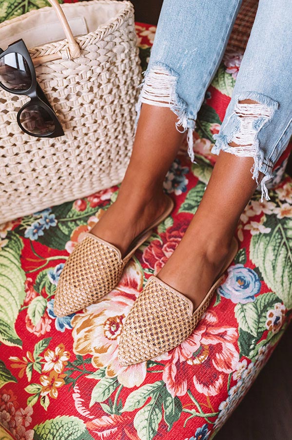 The Lila Woven Flat In Tan Image - 2