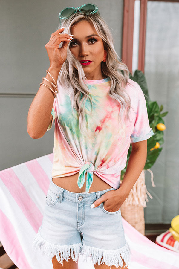 Key To Happiness Tie Dye Tee in Pink Image - 4