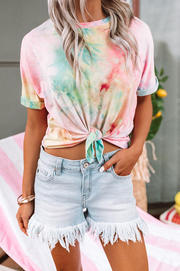 Key To Happiness Tie Dye Tee in Pink • Impressions Online Boutique