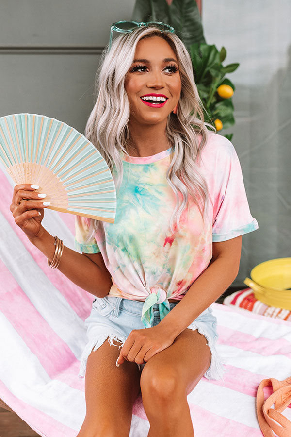 Key To Happiness Tie Dye Tee in Pink Image - 5