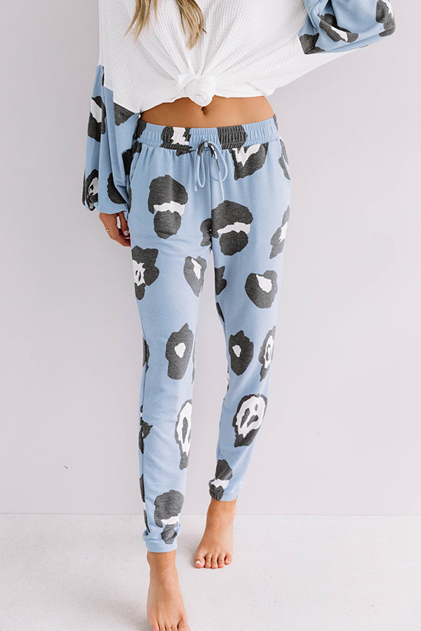Seaside Twist Leopard Joggers in Sky Blue Image - 2
