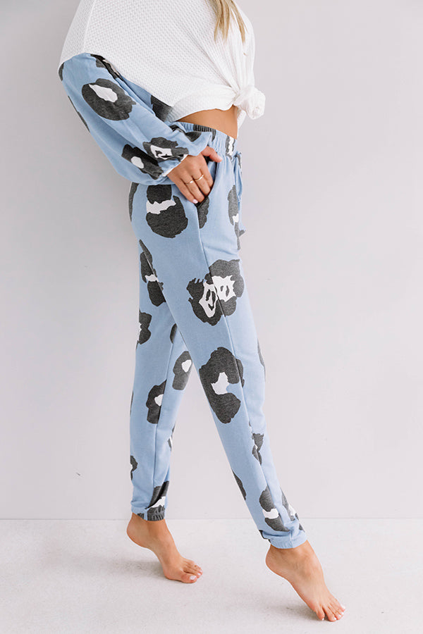 Seaside Twist Leopard Joggers in Sky Blue Image - 4