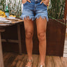 KanCan The Lulu Midrise Frayed Shorts in Medium Wash Image - 1