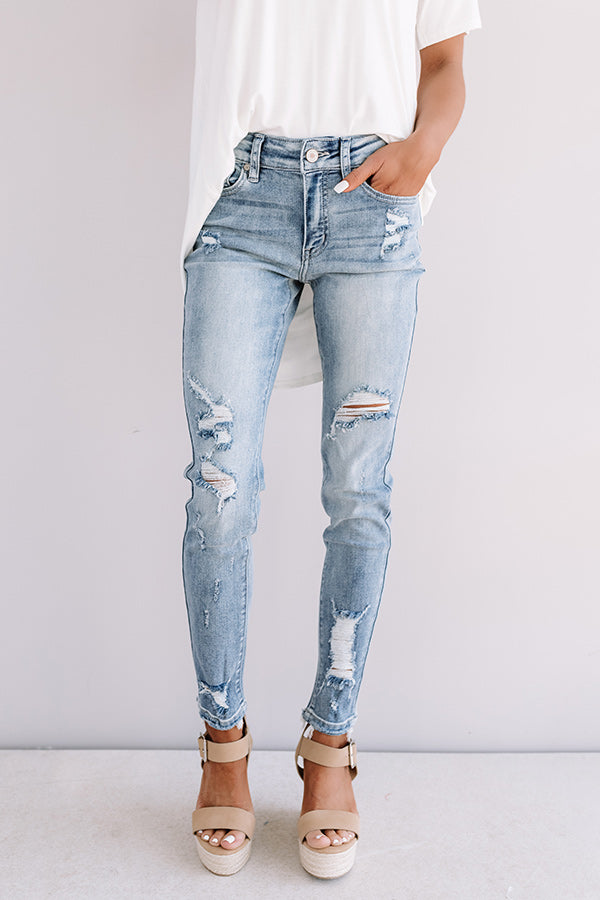 KanCan The Ariella Midrise Distressed Ankle Skinny