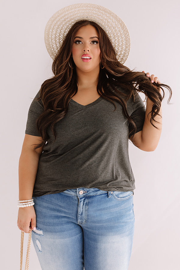 Coastal Chic Shift Tee In Charcoal Curves