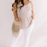 Cali Coast Stripe Shift Tank In Warm Taupe  Curves Image - 1