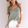 Cali Coast Stripe Shift Tank In Sage Image - 1