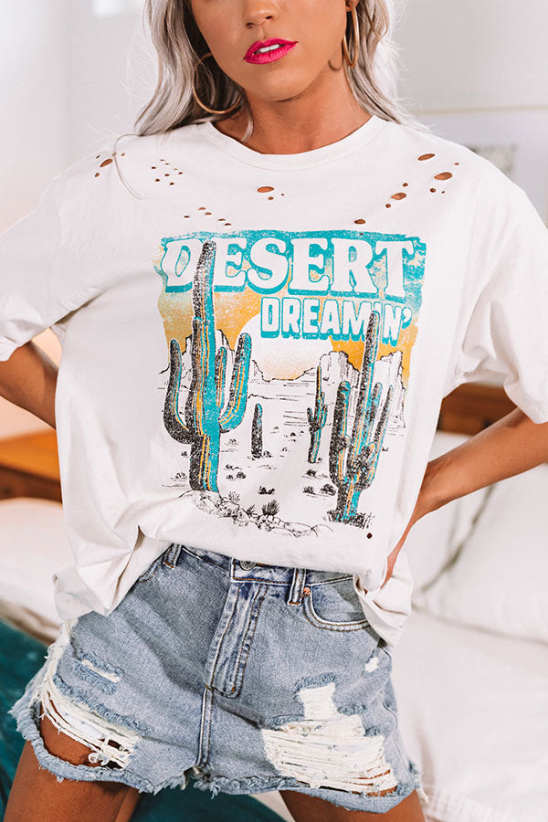 Desert Dreamin' Distressed Tee in Stone Image - 1