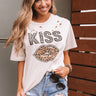 Leopard Kiss Distressed Tee In Stone Image - 1