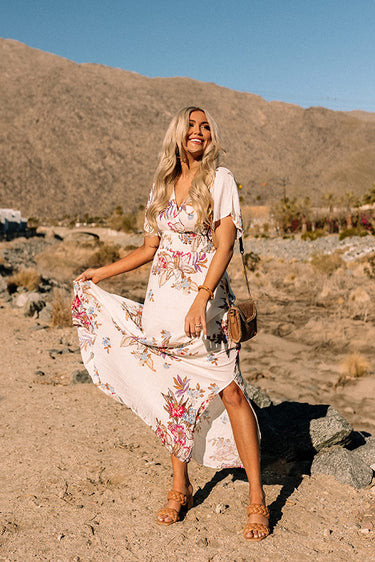 Feeling Decadent Floral Maxi Dress in Maroon Curves main image 0