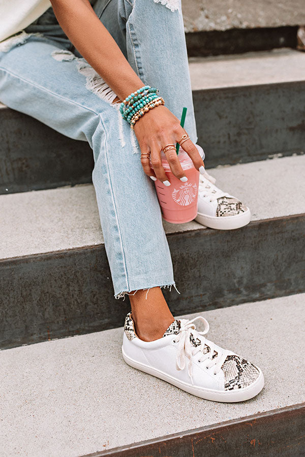 The Ellie Snake Print Sneaker In Ivory Image - 3