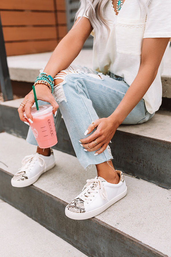 The Ellie Snake Print Sneaker In Ivory Image - 4