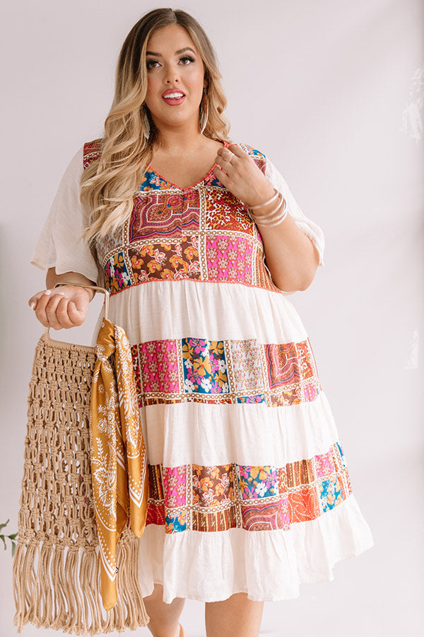 Mojito Blooms Tiered Shift Dress Curves Image - 2