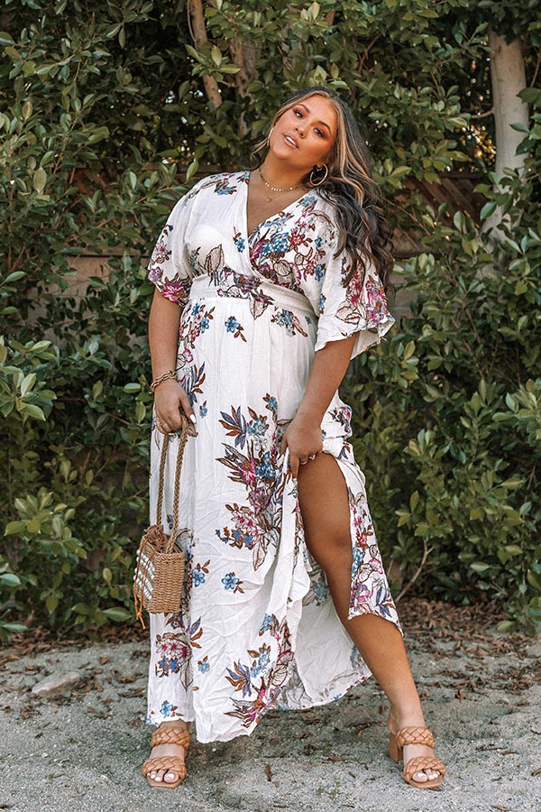 Feeling Decadent Floral Maxi Dress in Ivory Curves