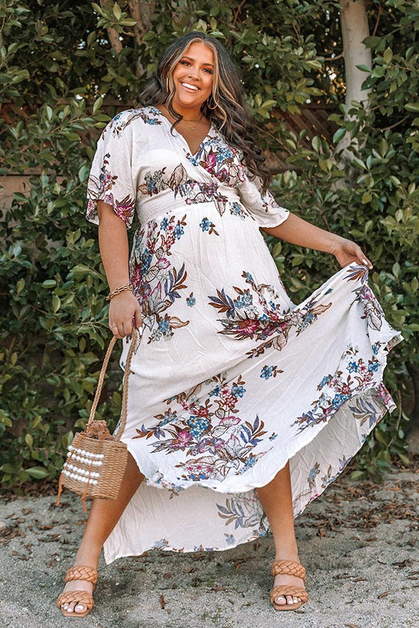 Feeling Decadent Floral Maxi Dress in Ivory Curves Image - 2