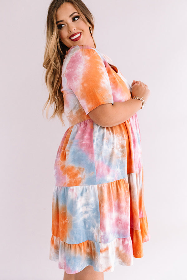 Beach Town Tie Dye Babydoll Dress Curves Image - 5