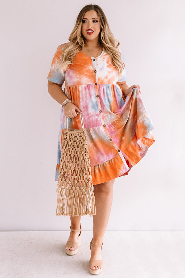 Beach Town Tie Dye Babydoll Dress Curves Image - 2