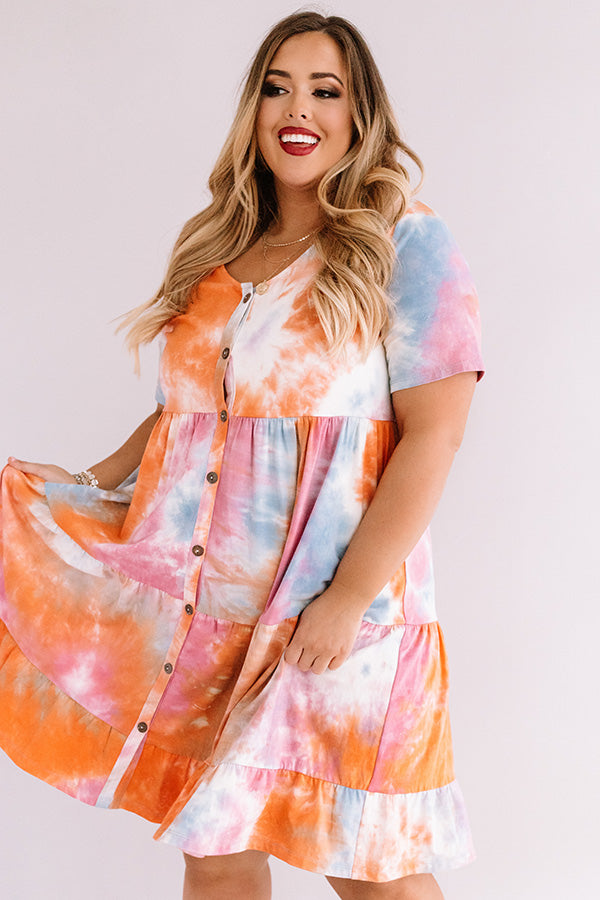 Beach Town Tie Dye Babydoll Dress Curves Image - 4