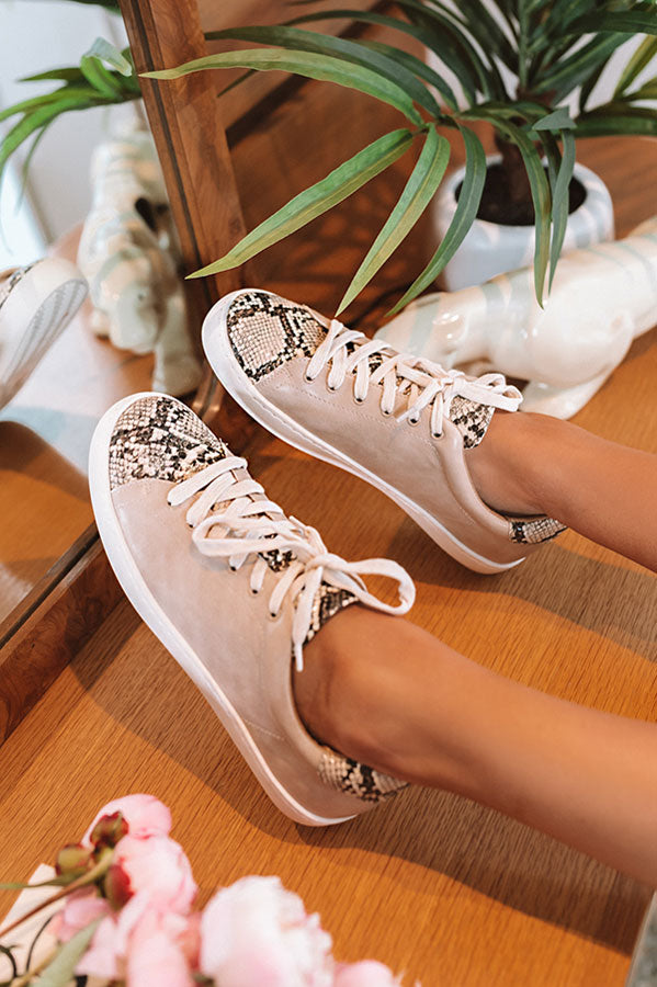 The Ellie Snake Print Sneaker In Birch Image - 4