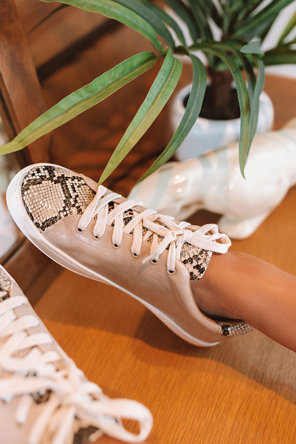 The Ellie Snake Print Sneaker In Birch Image - 3