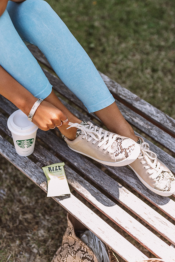 The Ellie Snake Print Sneaker In Birch Image - 1
