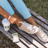 The Ellie Snake Print Sneaker In Birch Image - 1