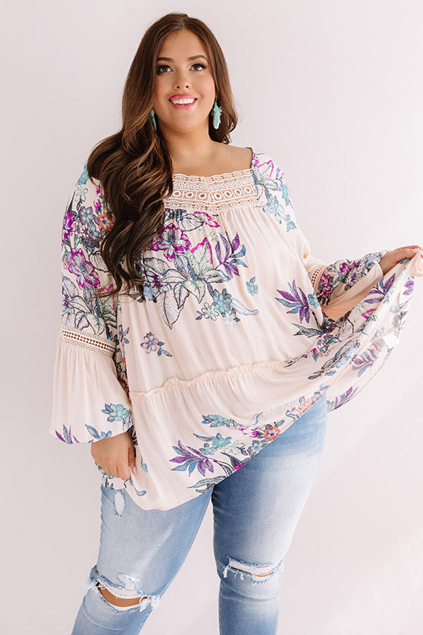 Floral Spell Shift Top In Peach Curves Image - 1