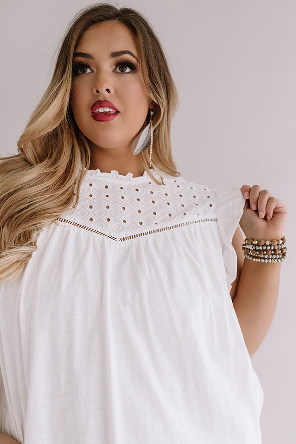 Balcony Views Eyelet Shift Dress In White Curves Image - 3