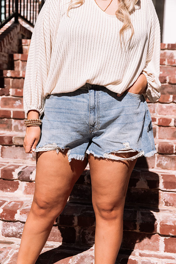 KanCan The Jude High Waist Distressed Shorts in Medium Wash Curves Image - 2