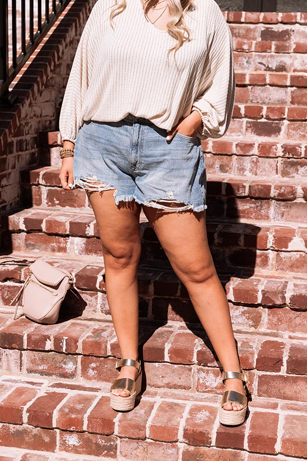 KanCan The Jude High Waist Distressed Shorts in Medium Wash Curves Image - 1