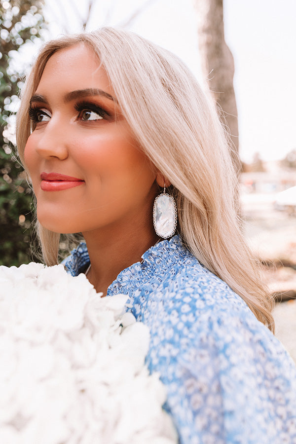 Kendra Scott Macrame Danielle Silver Statement Earrings in Ivory Mother-Of-Pearl Image - 3