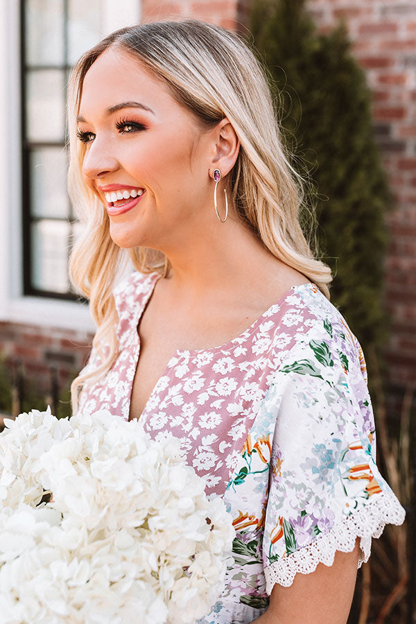 Kendra Scott Small Pepper Gold Hoop Earrings In Purple Mica Image - 2