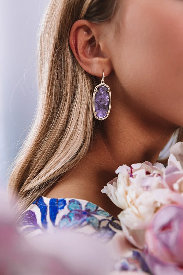 Kendra Scott Elle Gold Drop Earrings In Purple Mica Image - 3