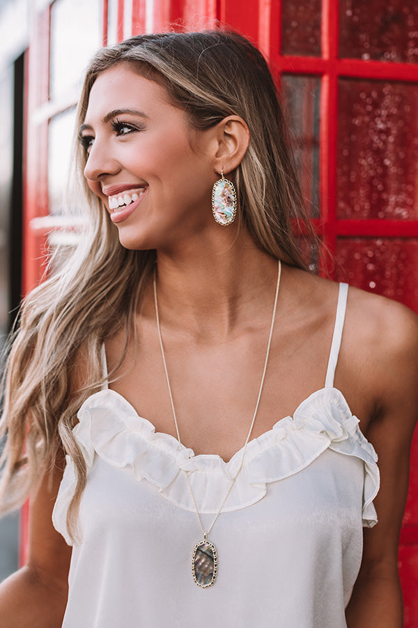 Kendra Scott Macrame Reid Gold Long Pendant Necklace in Nude Abalone Image - 5