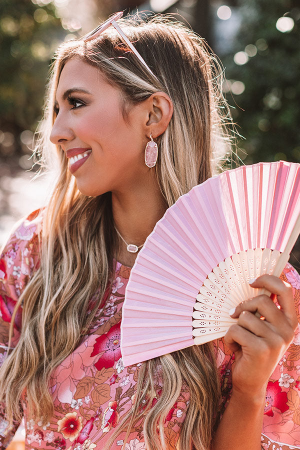 Kendra Scott Faceted Elle Gold Drop Earrings in Rose Quartz Image - 4