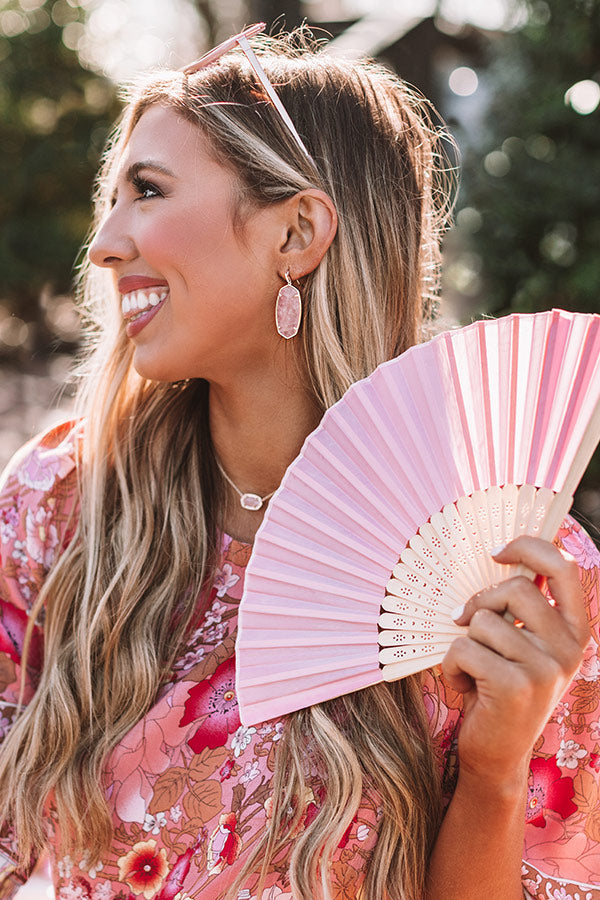 Kendra Scott Faceted Elle Gold Drop Earrings in Rose Quartz Image - 1