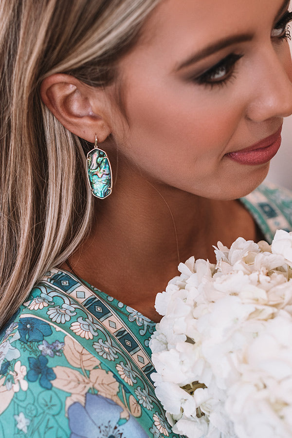 Kendra Scott Faceted Elle Gold Drop Earrings in Abalone Image - 3