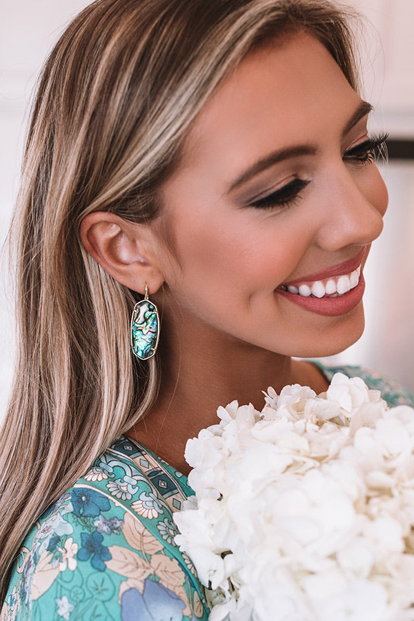 Kendra Scott Faceted Elle Gold Drop Earrings in Abalone Image - 4