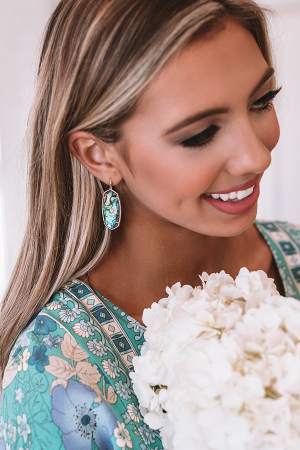 Kendra Scott Faceted Elle Gold Drop Earrings in Abalone Image - 1