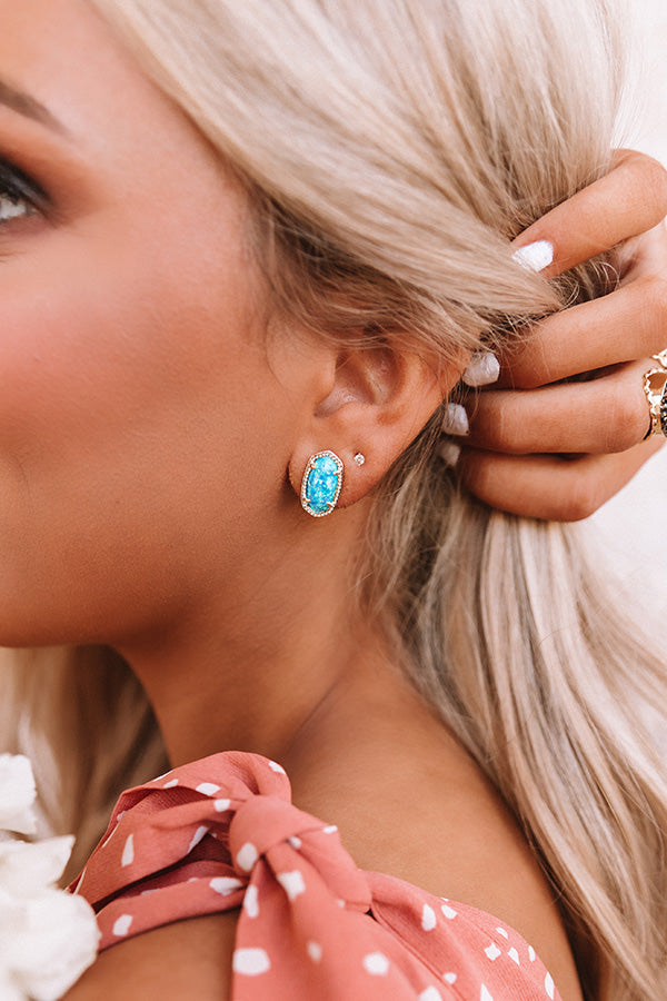 Kendra Scott Ellie Gold Stud Earrings in Turquoise Kyocera Opal Image - 3