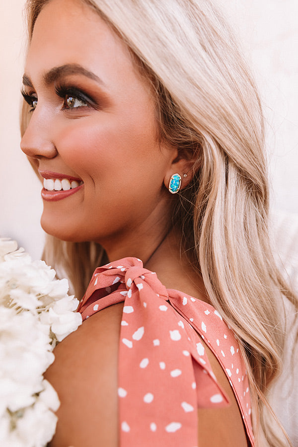 Kendra Scott Ellie Gold Stud Earrings in Turquoise Kyocera Opal Image - 4